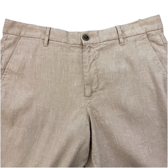 Fairlane Other - Fairlane Pants Mens 35x30 Tan Linen Blend Straight Flat Front Chino